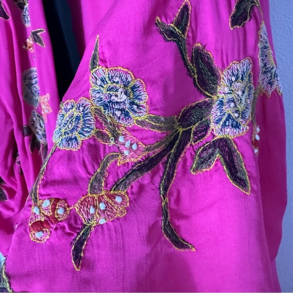 Free People hot pink embroidered floral long kimono size XS/S - Picture 12 of 16